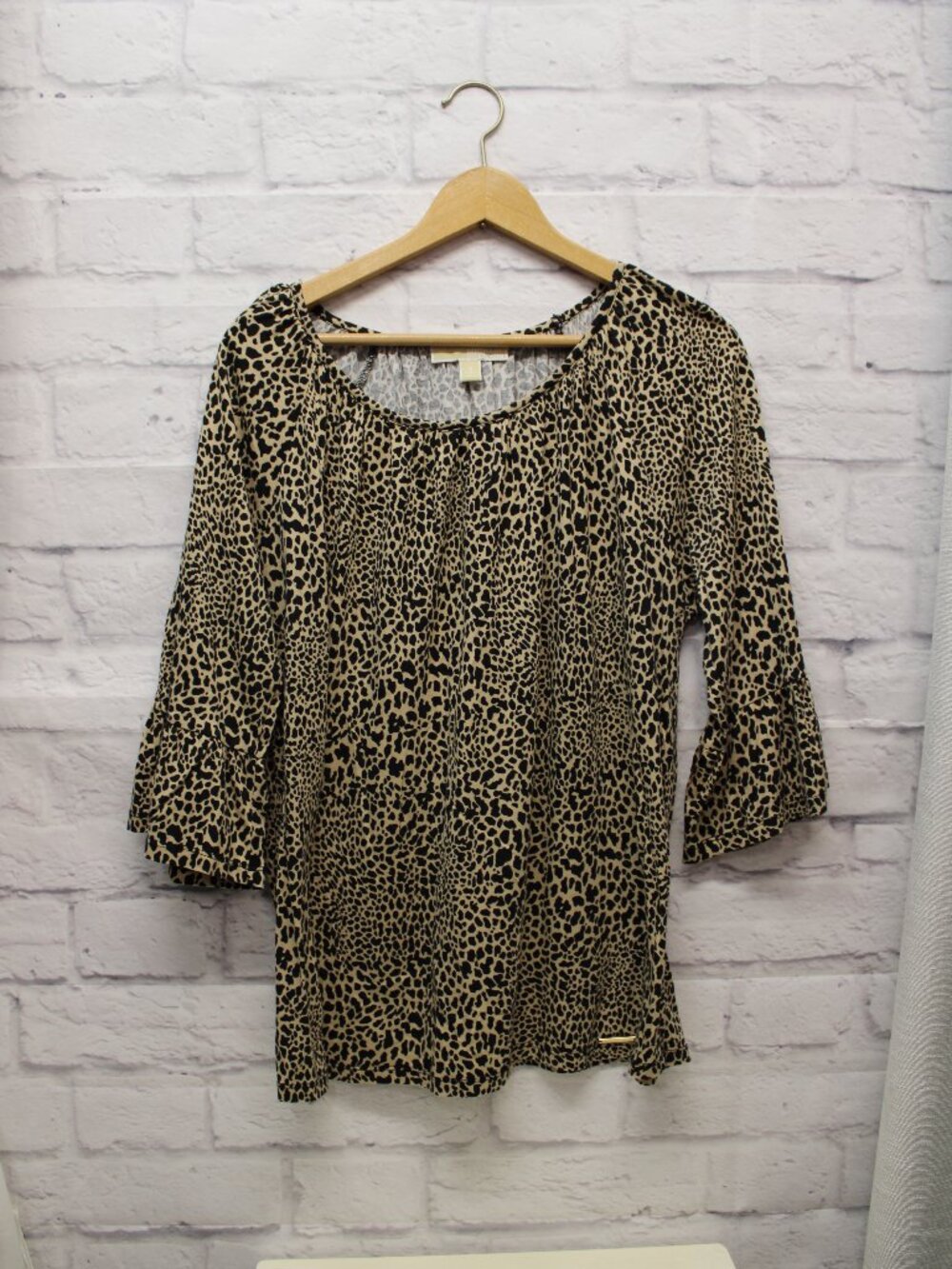 Michael Michael Kors Plus 1X Animal Print Quarter Sleeve Casual Fall Blouse